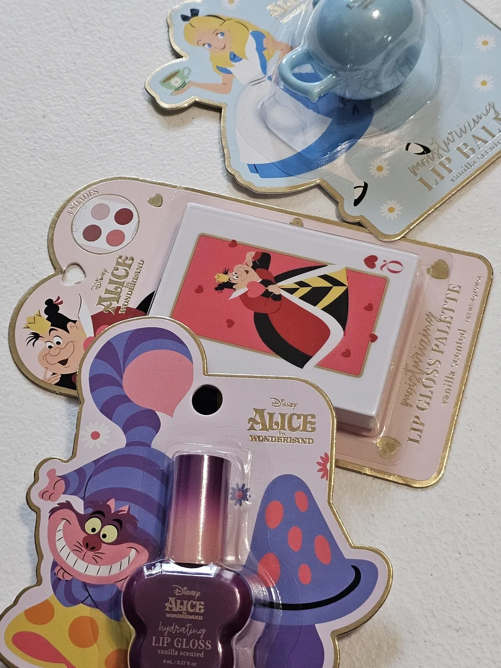 Disney Alice in Wonderland Lip Balm & Gloss Set - Light Blue, Pink, Purple